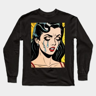 pop art crying girl Long Sleeve T-Shirt